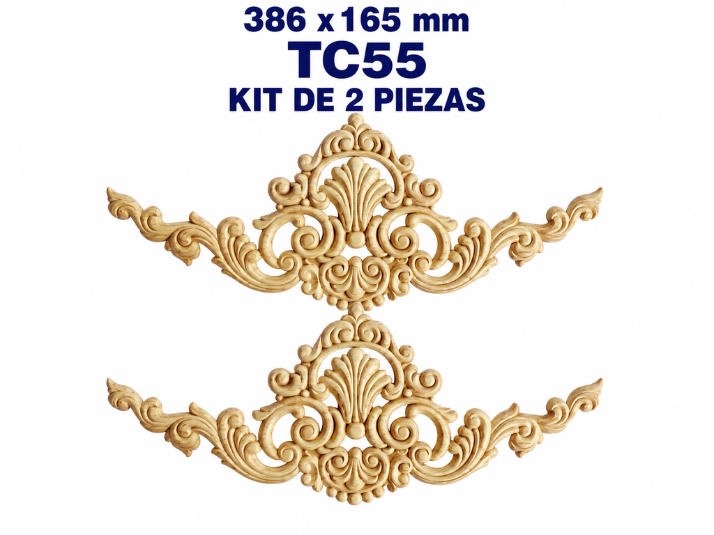 Kit de 2 Ornamentos Decorativos TC55 en Madera Natural