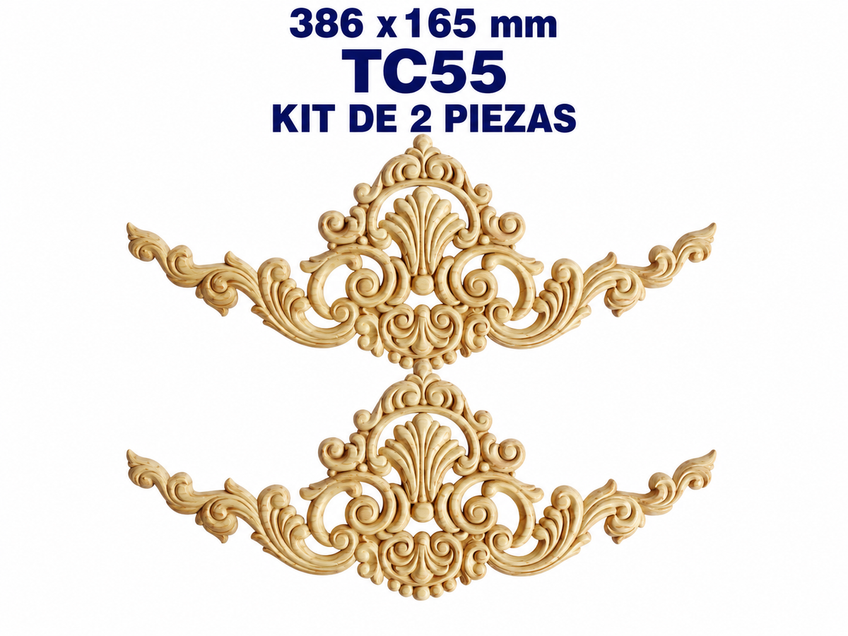 Kit de 2 Ornamentos Decorativos TC55 en Madera Natural