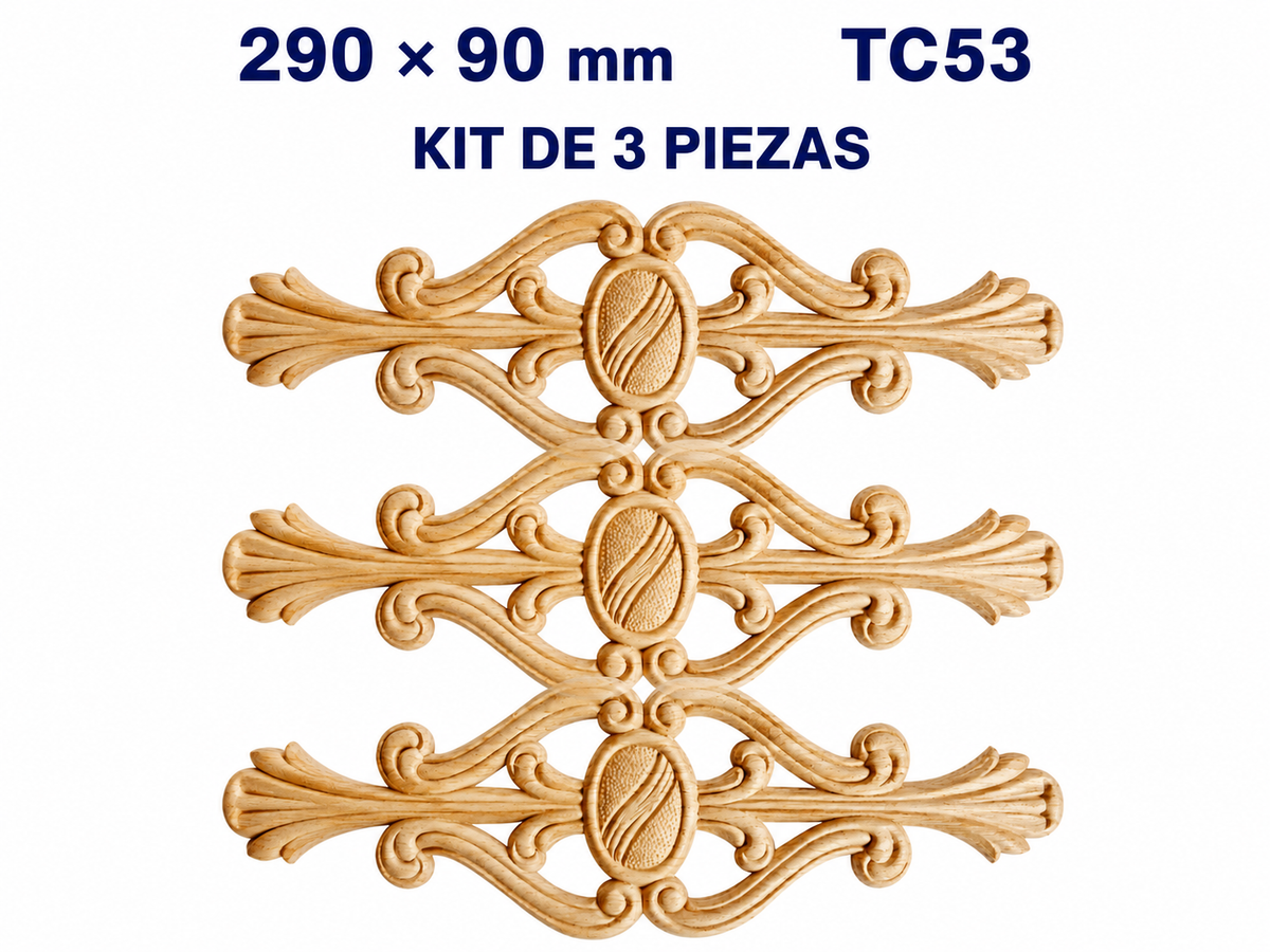 Kit de 3 piezas aplicación decorativa de madera TC53
