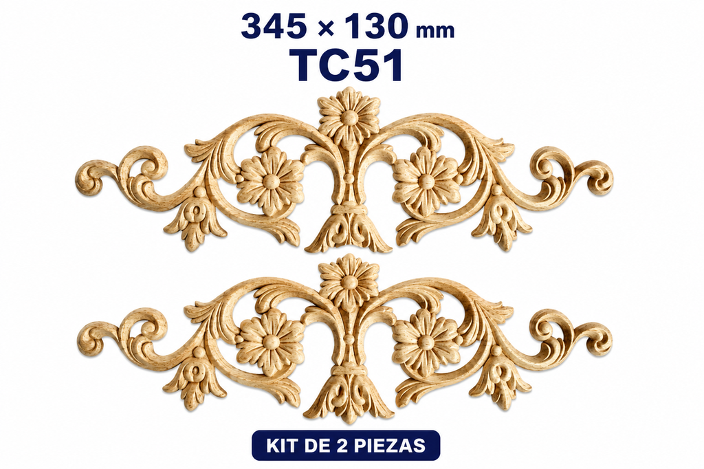 Kit de 2 Aplicaciones Decorativas de Madera modelo TC51