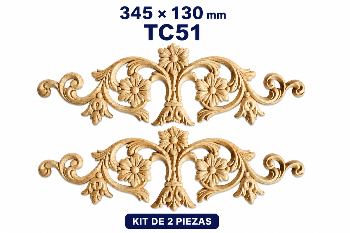 Kit de 2 Aplicaciones Decorativas de Madera modelo TC51