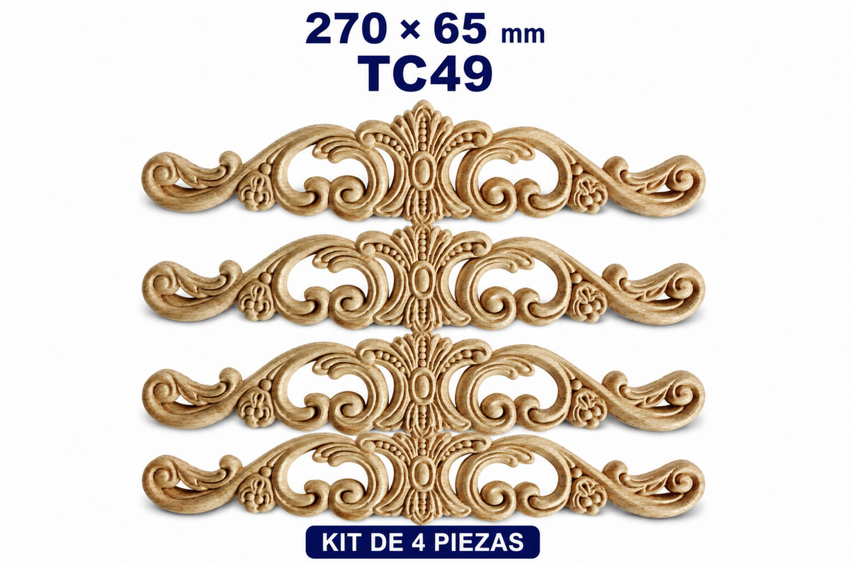 Kit de 4 Aplicaciones Decorativas de Madera modelo TC49