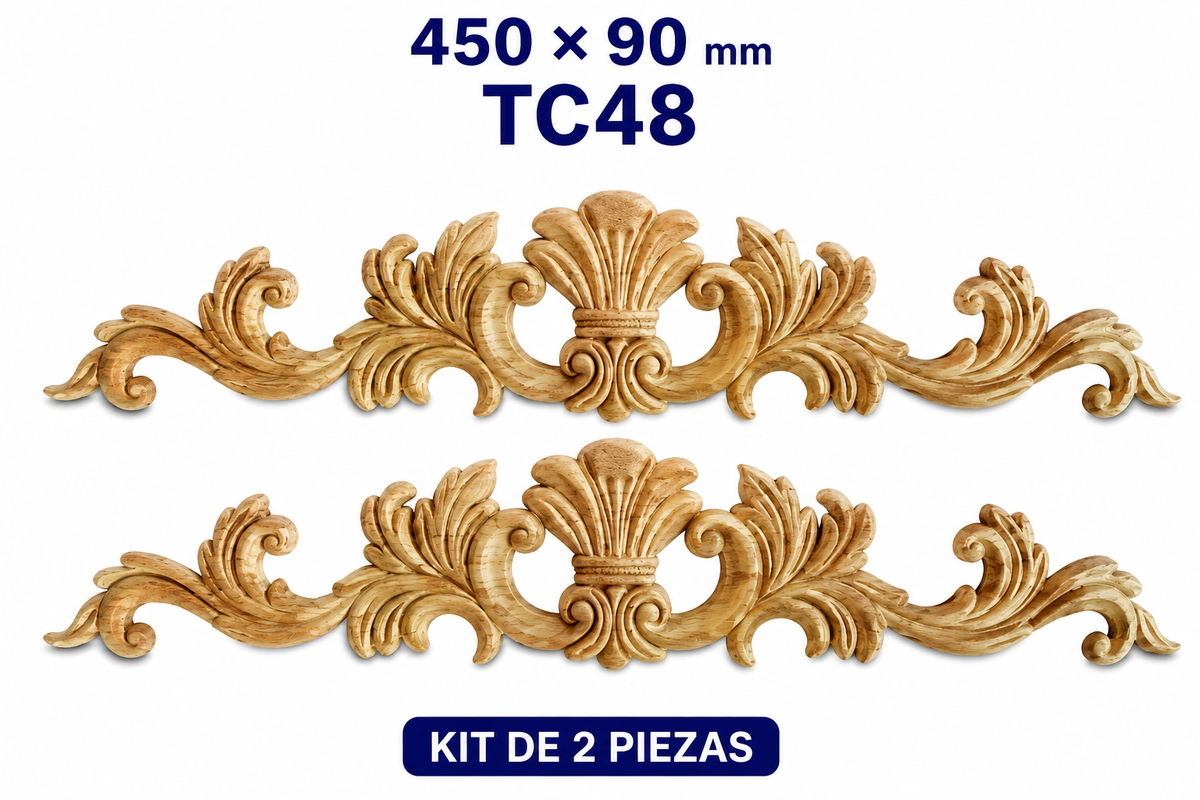 Kit de 2 Aplicaciones Decorativas de Madera modelo TC48