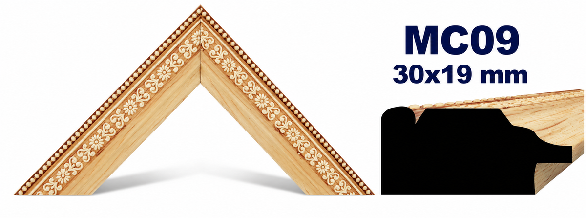 Moldura de madera grabada para marco MC09 – Kit de 4 piezas