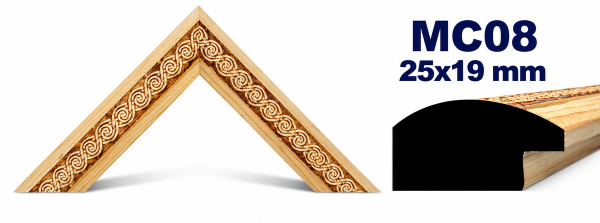 Moldura de madera grabada para marco MC08 – Kit de 4 piezas
