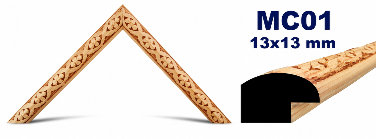 Moldura de madera grabada para marco MC01 – Kit de 4 piezas