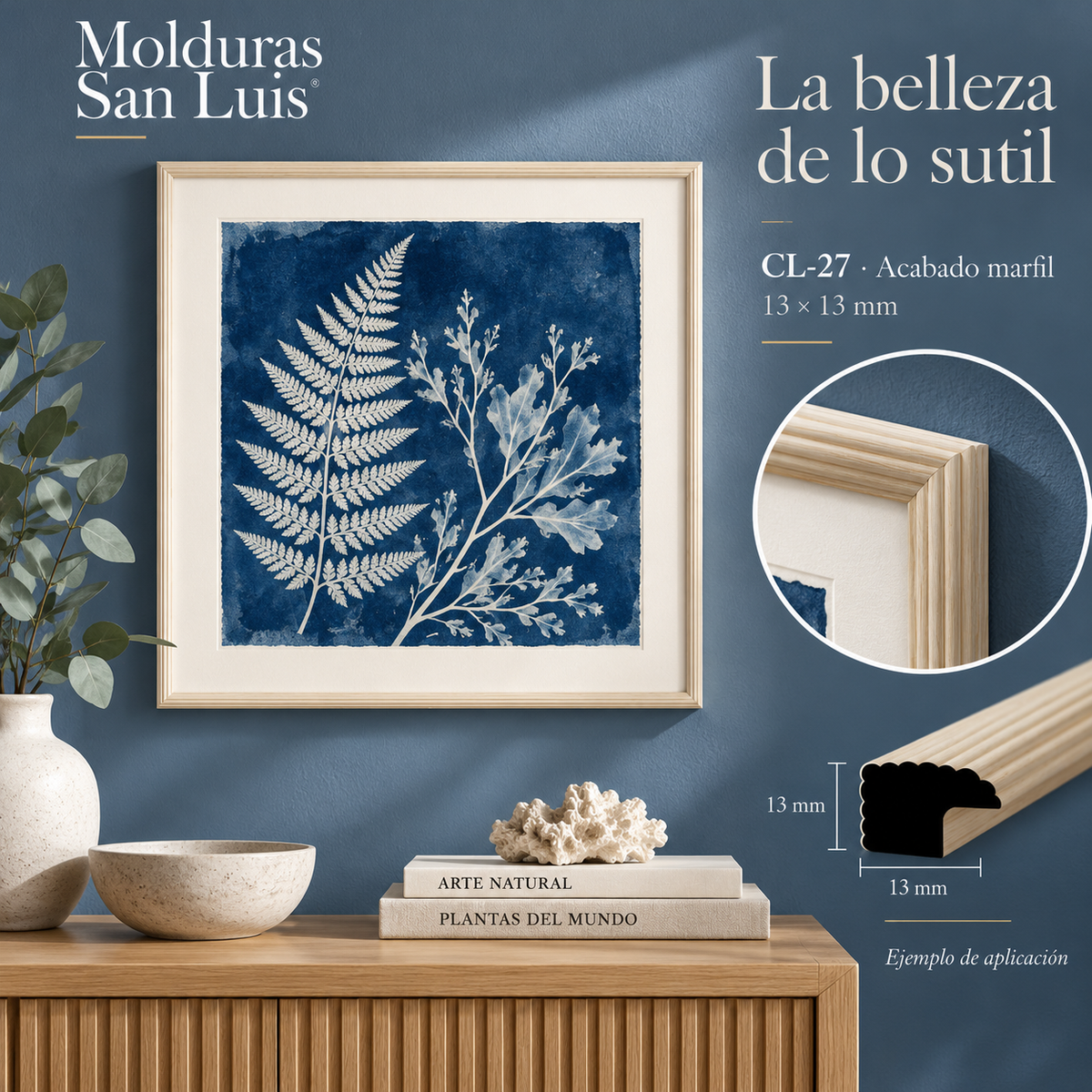 Moldura de madera lisa para marco CL27 – Kit de 4 piezas