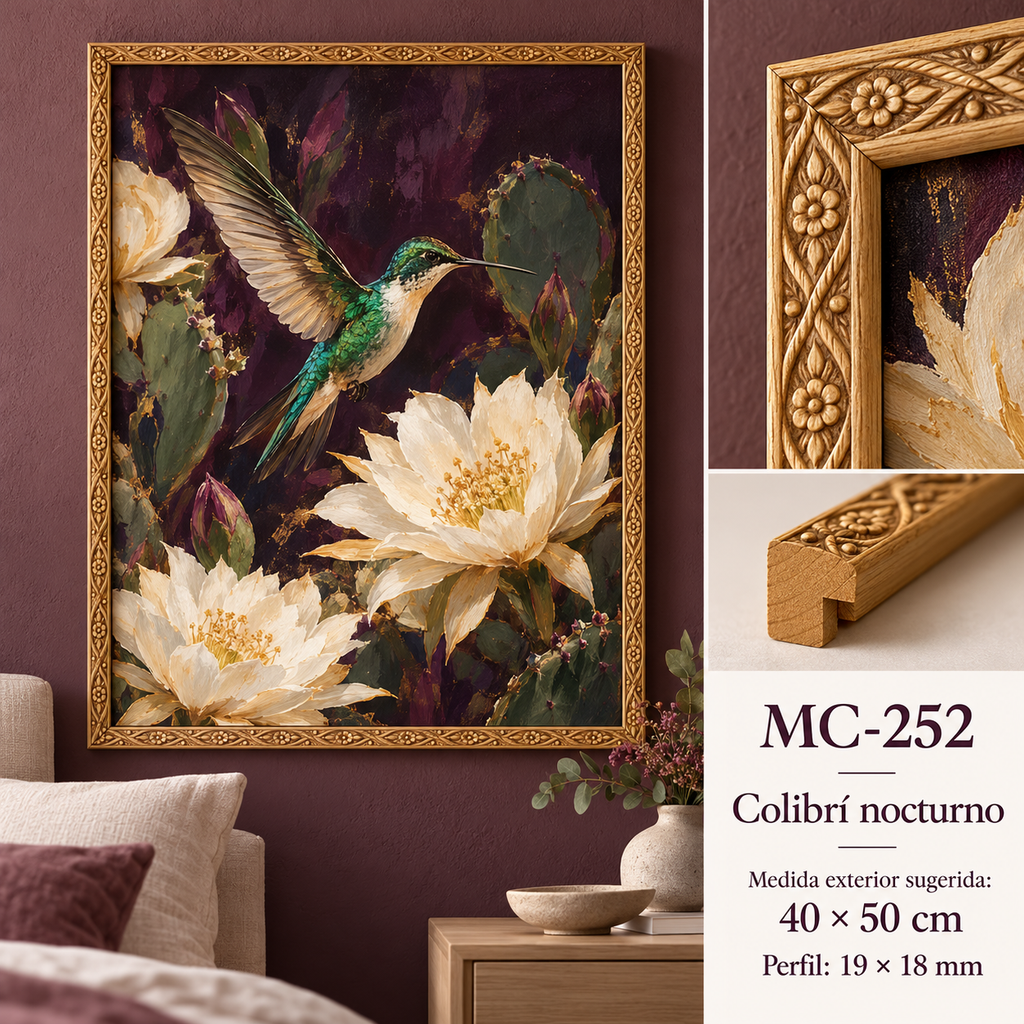 Moldura de madera grabada para marco MC252 – Kit de 4 piezas