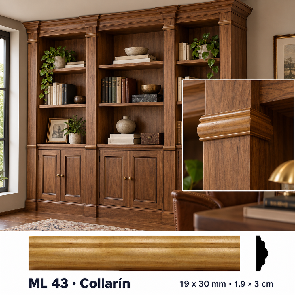 Moldura de madera lisa para mueble ML-43 – Kit de 4 Piezas TIPO COLLARIN