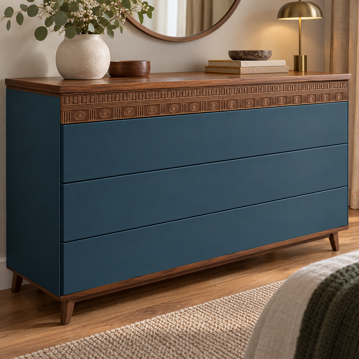 Moldura de madera grabada para mueble MM-87 – Kit de 4 piezas