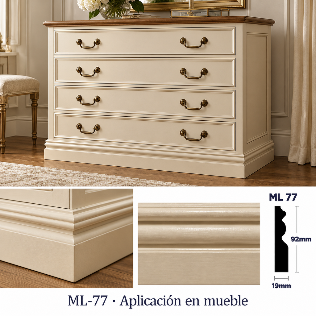 Kit de 4 tiras moldura lisa modelo ML-77 TIPO ZOCLO