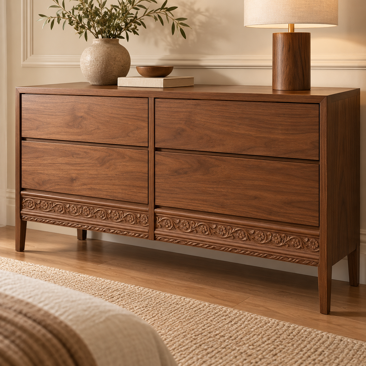 Moldura de madera grabada para mueble MM-115 – Kit de 4 piezas
