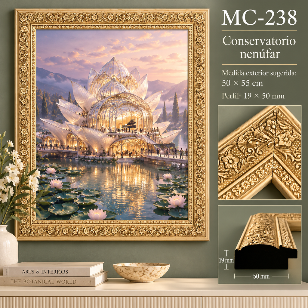 Moldura de madera grabada para marco MC238 – Kit de 4 piezas