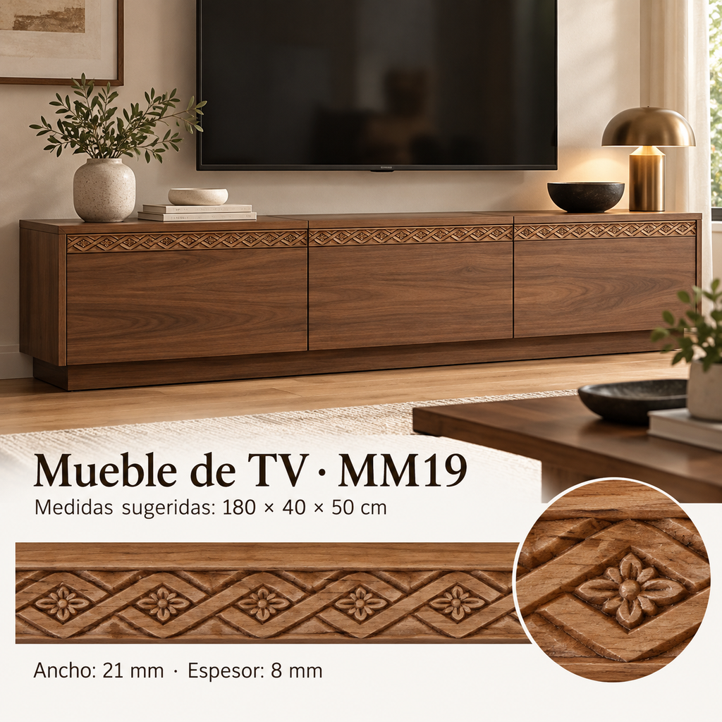 Moldura de madera grabada para mueble MM-19 – Kit de 4 piezas