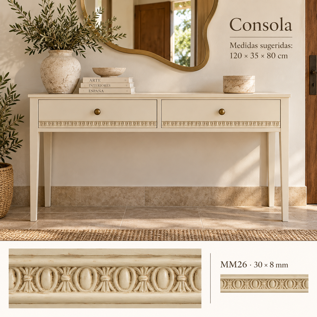 Moldura de madera grabada para mueble MM-26 – Kit de 4 piezas