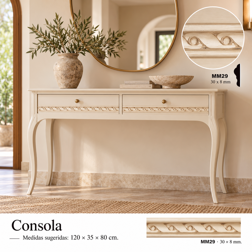 Moldura de madera grabada para mueble MM-29 – Kit de 4 piezas