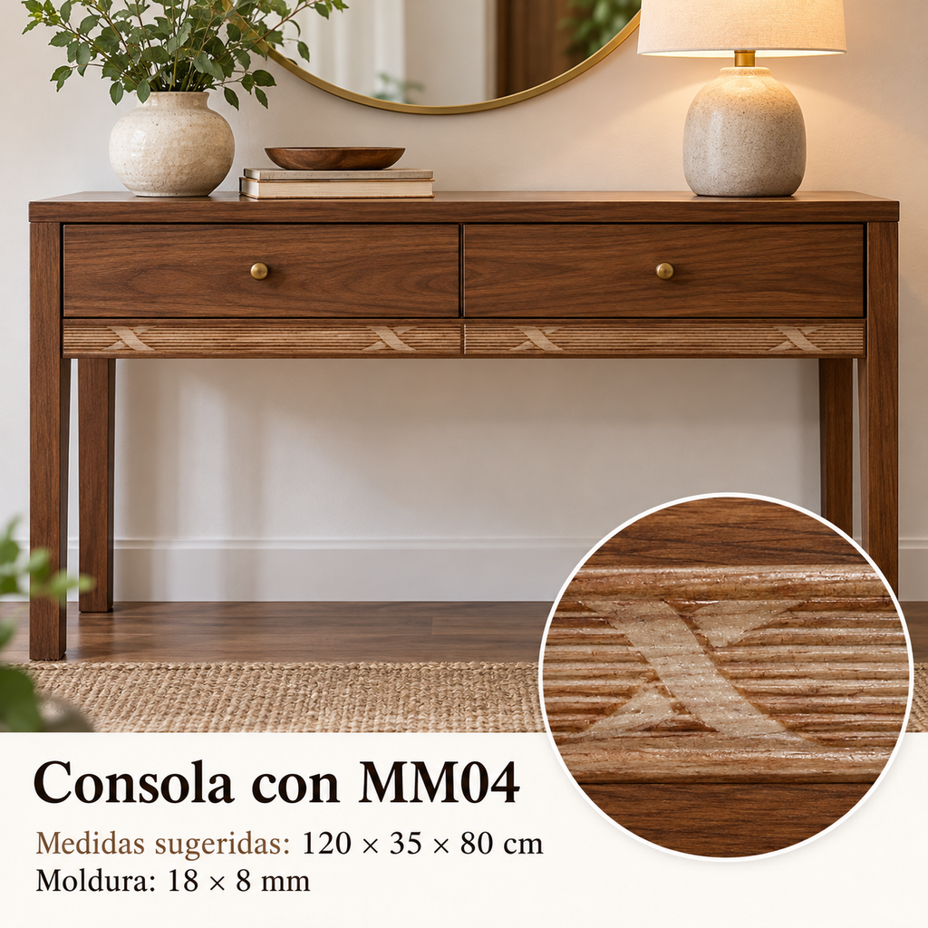 Moldura de madera grabada para mueble MM-04 – Kit de 4 piezas