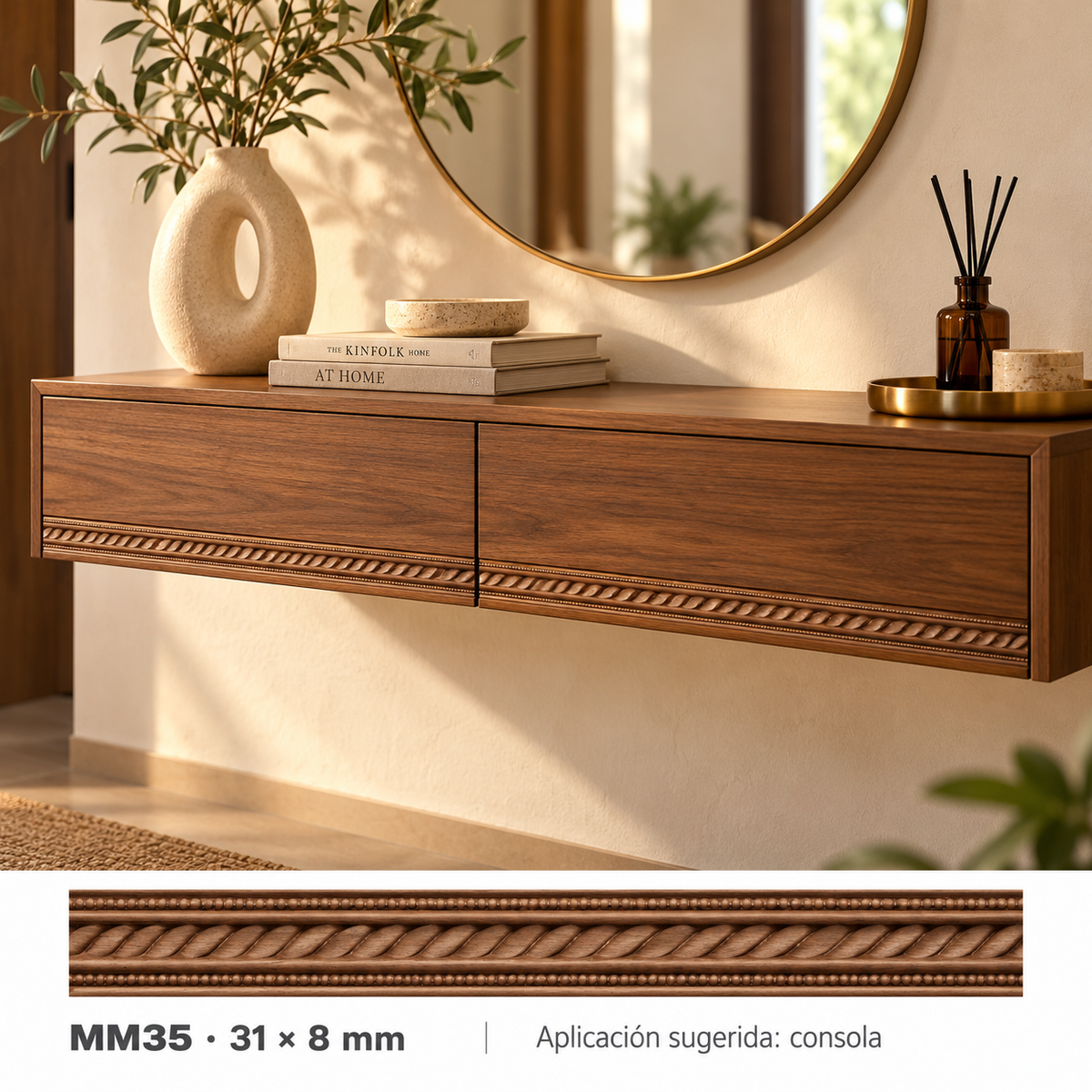 Moldura de madera grabada para mueble MM-35 – Kit de 4 piezas