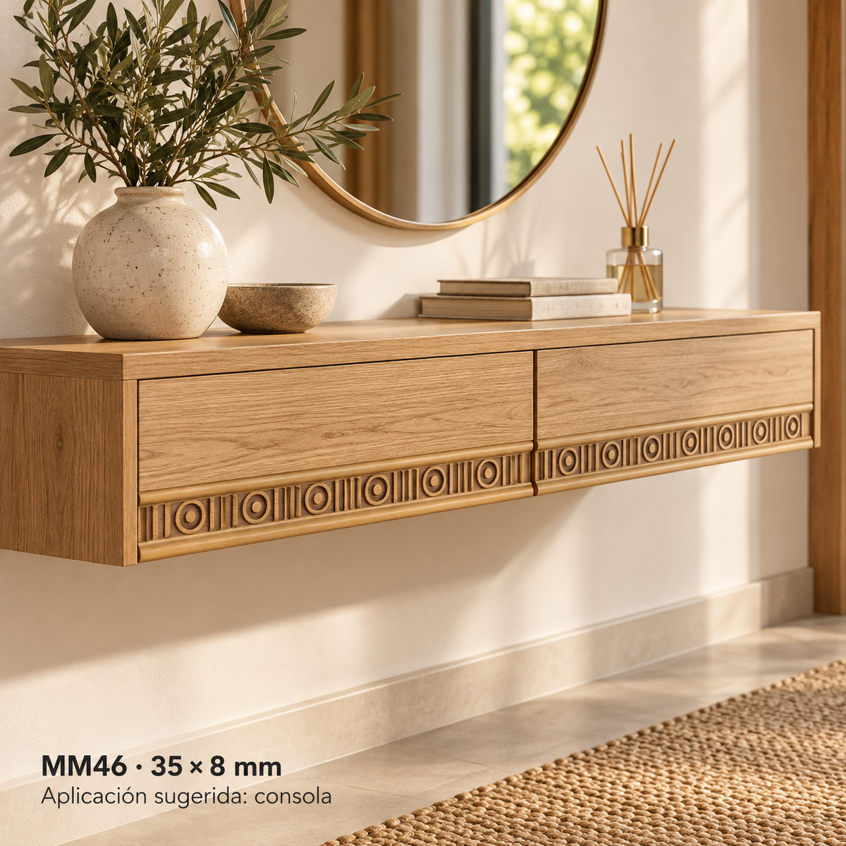 Moldura de madera grabada para mueble MM-46 – Kit de 4 piezas