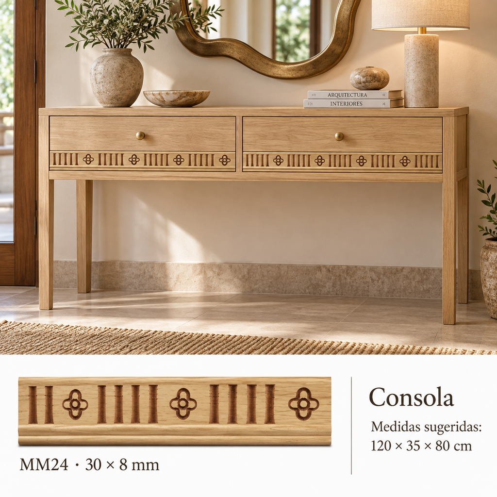 Moldura de madera grabada para mueble MM-24 – Kit de 4 piezas