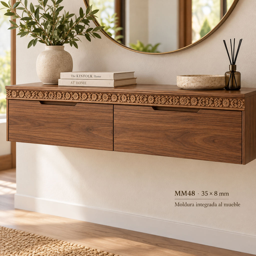 Moldura de madera grabada para mueble MM-48 – Kit de 4 piezas