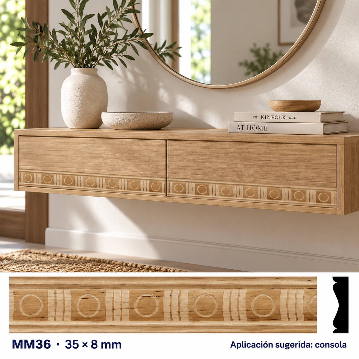 Moldura de madera grabada para mueble MM-36 – Kit de 4 piezas