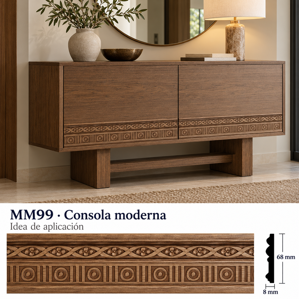 Moldura de madera grabada para mueble MM-99 – Kit de 4 piezas