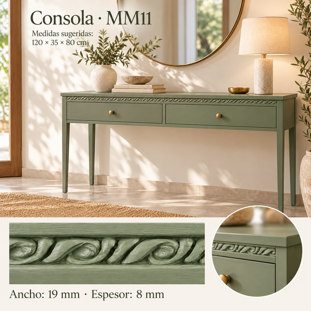 Moldura de madera grabada para mueble MM-11 – Kit de 4 piezas