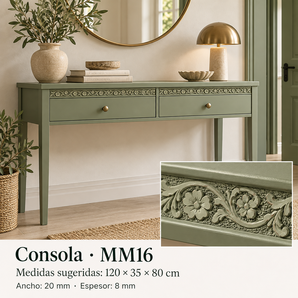 Moldura de madera grabada para mueble MM-16 – Kit de 4 piezas