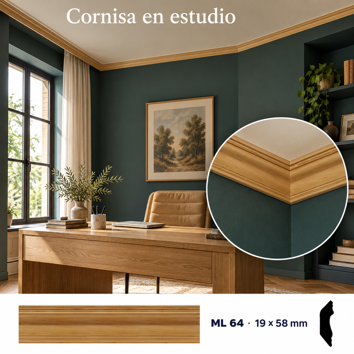 Kit de 4 Piezas moldura lisa modelo ML-64 CORNISA