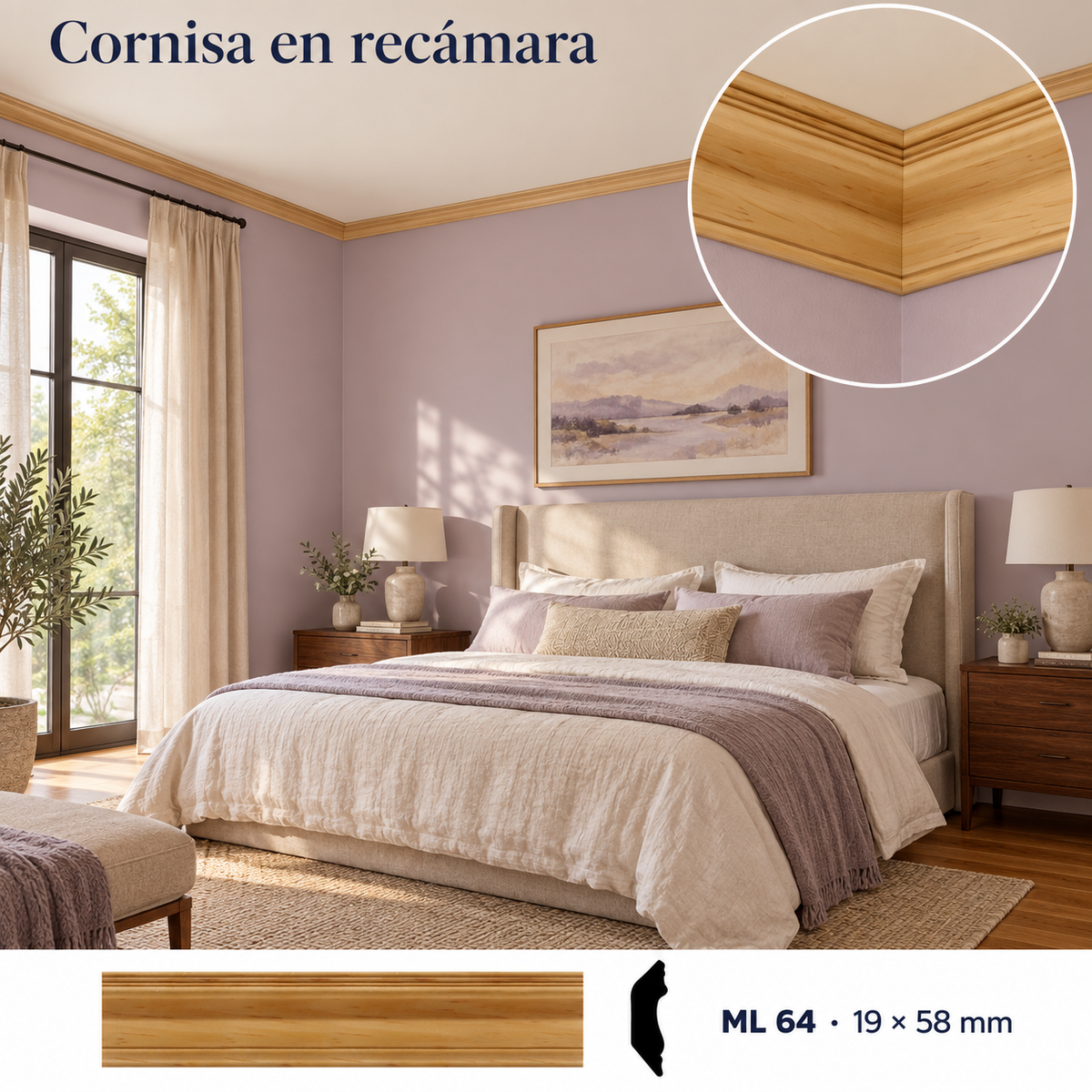 Kit de 4 Piezas moldura lisa modelo ML-64 CORNISA