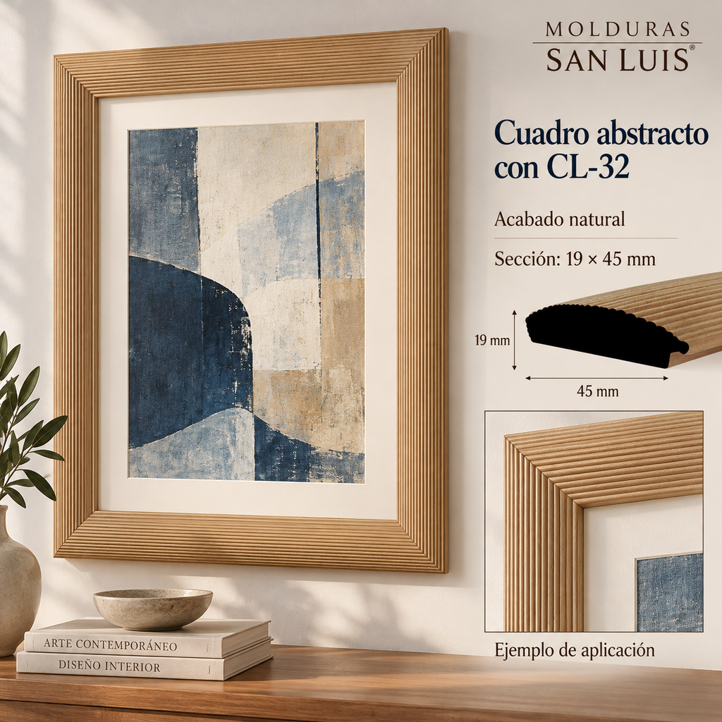Moldura de madera lisa para marco CL32 – Kit de 4 piezas