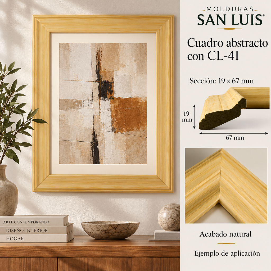 Moldura de madera lisa para marco CL41 – Kit de 4 piezas