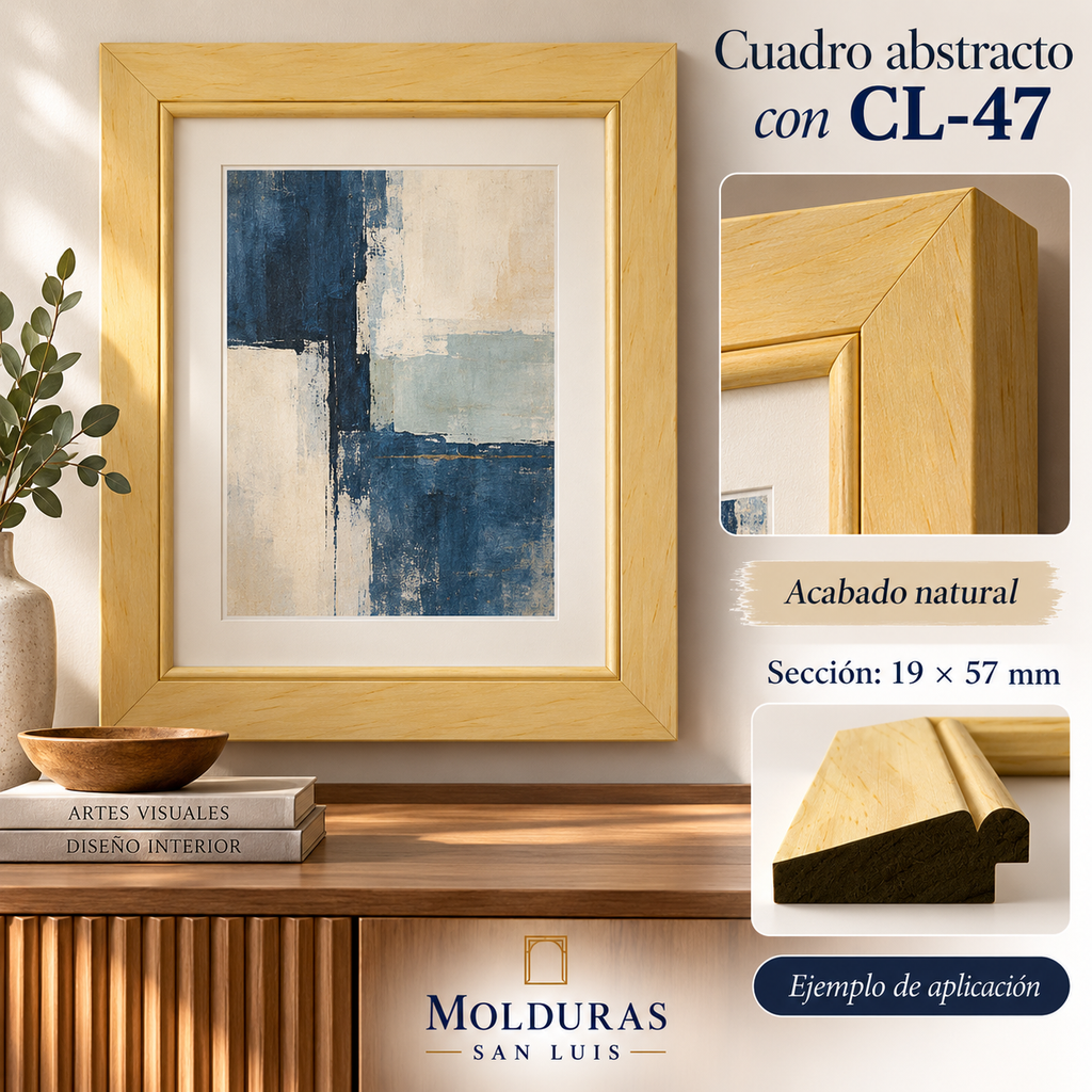 Moldura de madera lisa para marco CL47 – Kit de 4 piezas