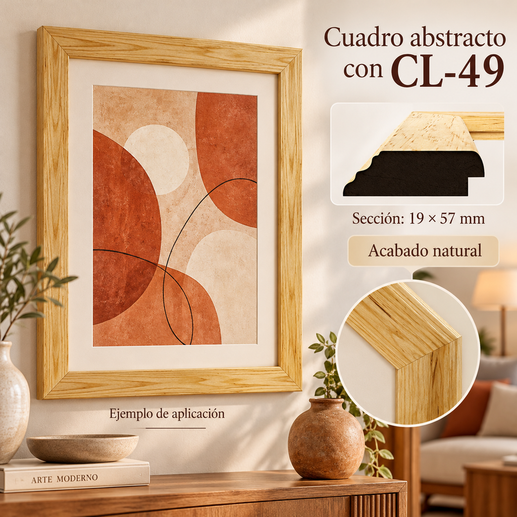 Moldura de madera lisa para marco CL49 – Kit de 4 piezas
