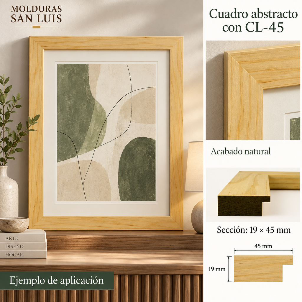 Moldura de madera lisa para marco CL45 – Kit de 4 piezas