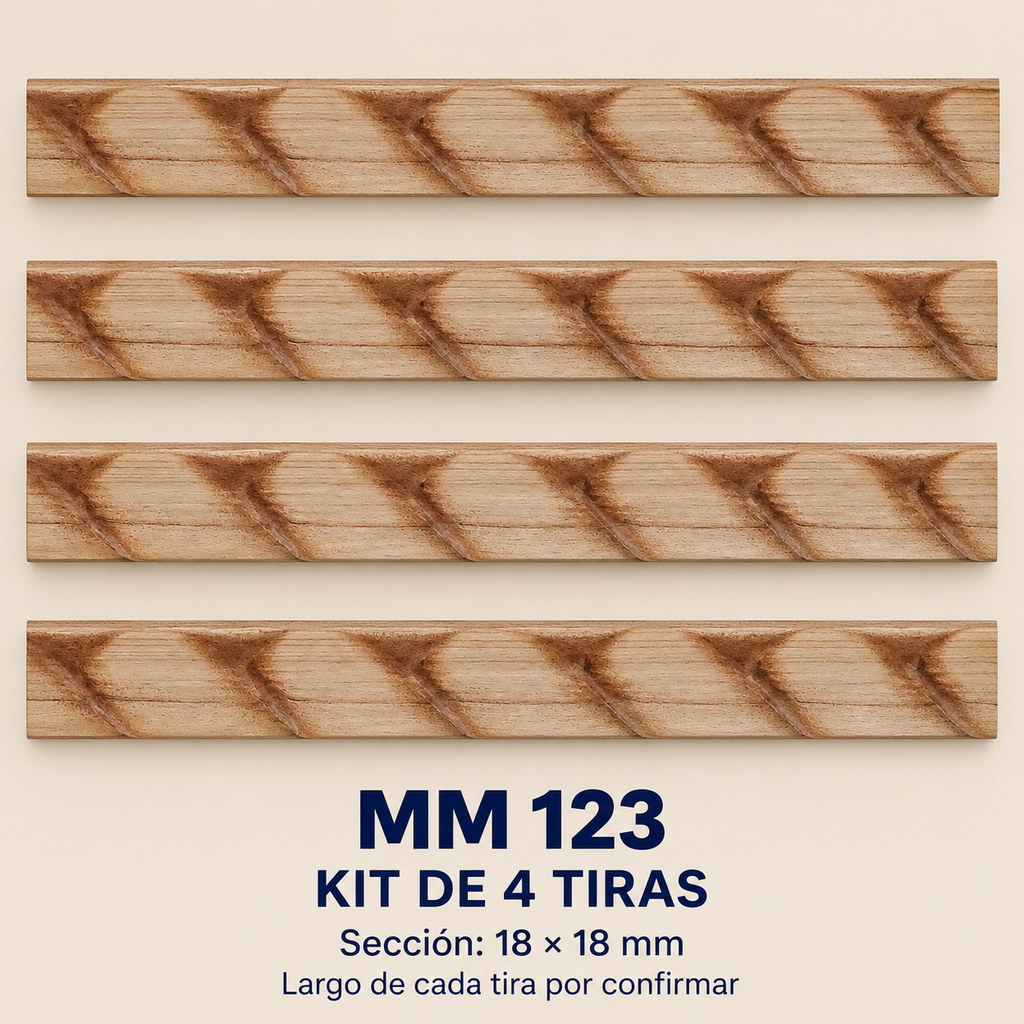 Moldura de madera grabada para mueble MM-123 – Kit de 4 piezas