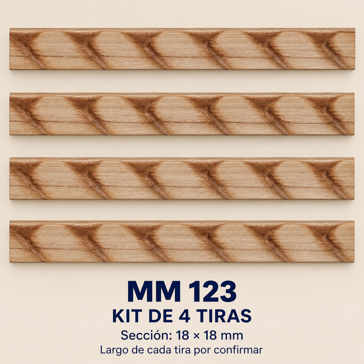 Moldura de madera grabada para mueble MM-123 – Kit de 4 piezas