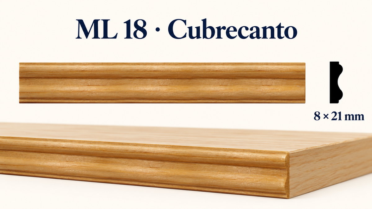 Moldura de madera lisa para mueble ML-17 – Kit de 4 Piezas TIPO MEDIO COLLARIN