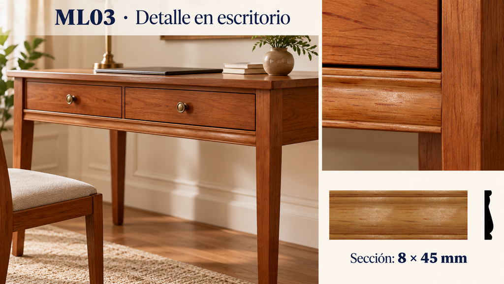 Moldura de madera lisa para mueble ML-03 – Kit de 4 Piezas TIPO CHAMBRANA