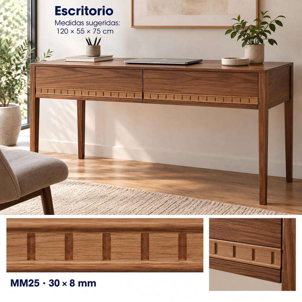 Moldura de madera grabada para mueble MM-25 – Kit de 4 piezas