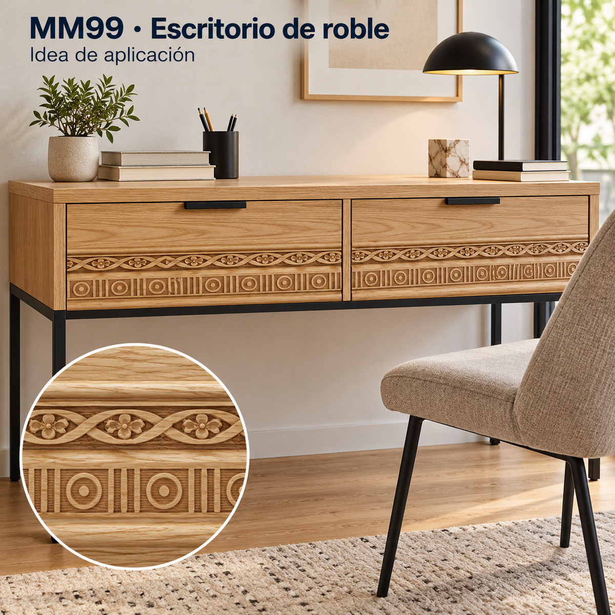 Moldura de madera grabada para mueble MM-99 – Kit de 4 piezas
