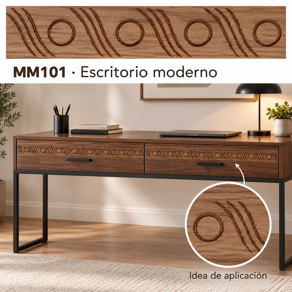Moldura de madera grabada para mueble MM-101 – Kit de 4 piezas