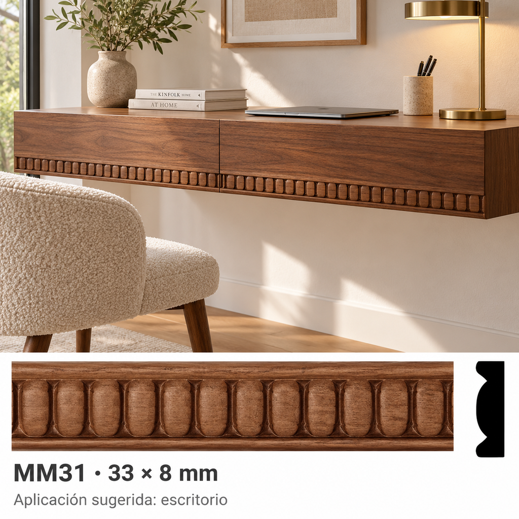 Moldura de madera grabada para mueble MM-31 – Kit de 4 piezas