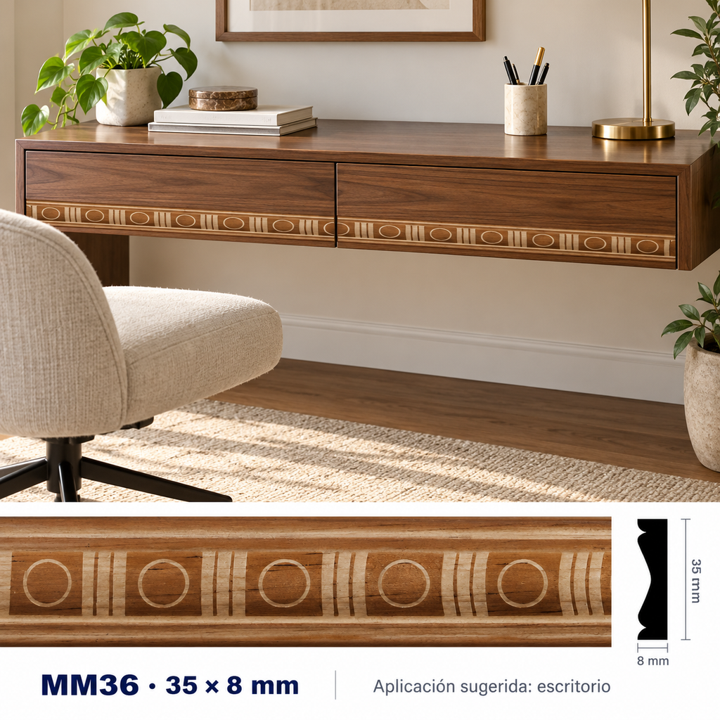 Moldura de madera grabada para mueble MM-36 – Kit de 4 piezas