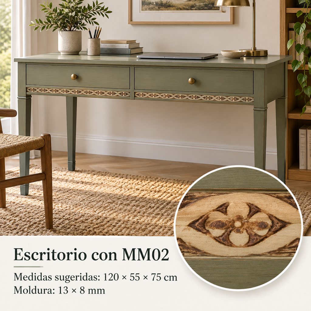 Moldura de madera grabada para mueble MM-02 – Kit de 4 piezas