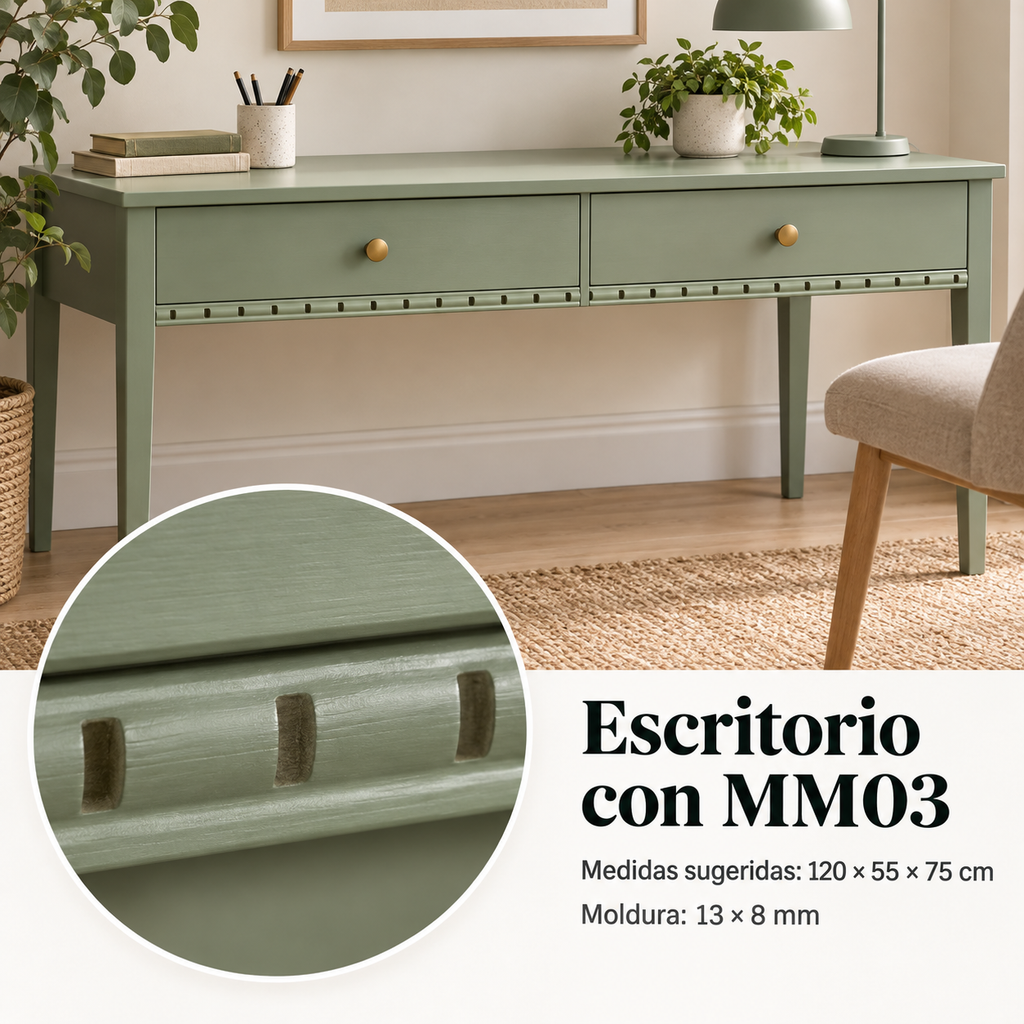 Moldura de madera grabada para mueble MM-03 – Kit de 4 piezas