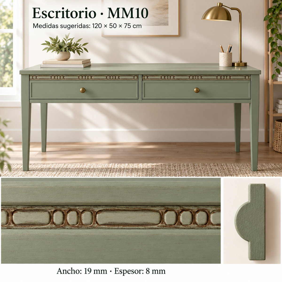 Moldura de madera grabada para mueble MM-10 – Kit de 4 piezas