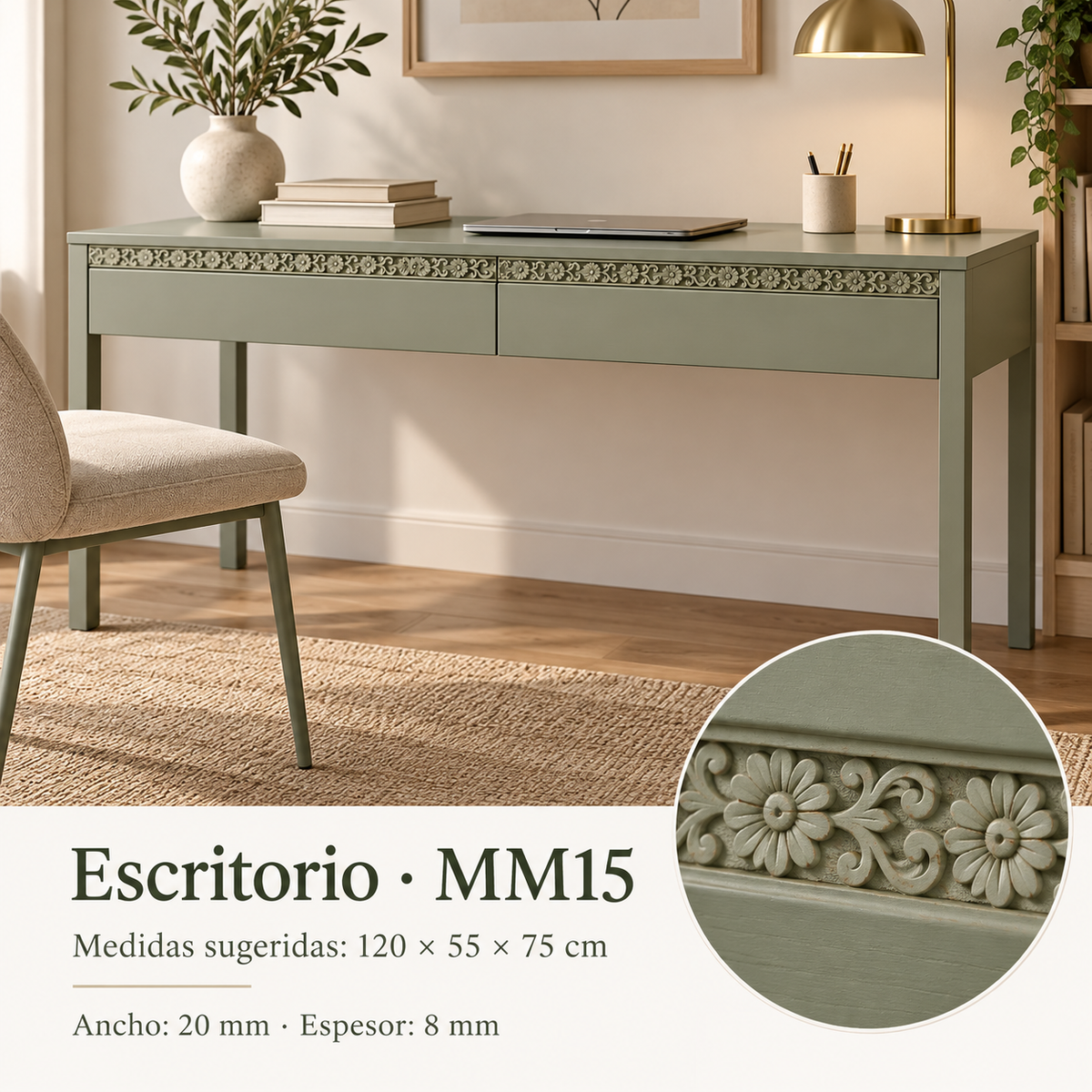 Moldura de madera grabada para mueble MM-15 – Kit de 4 piezas