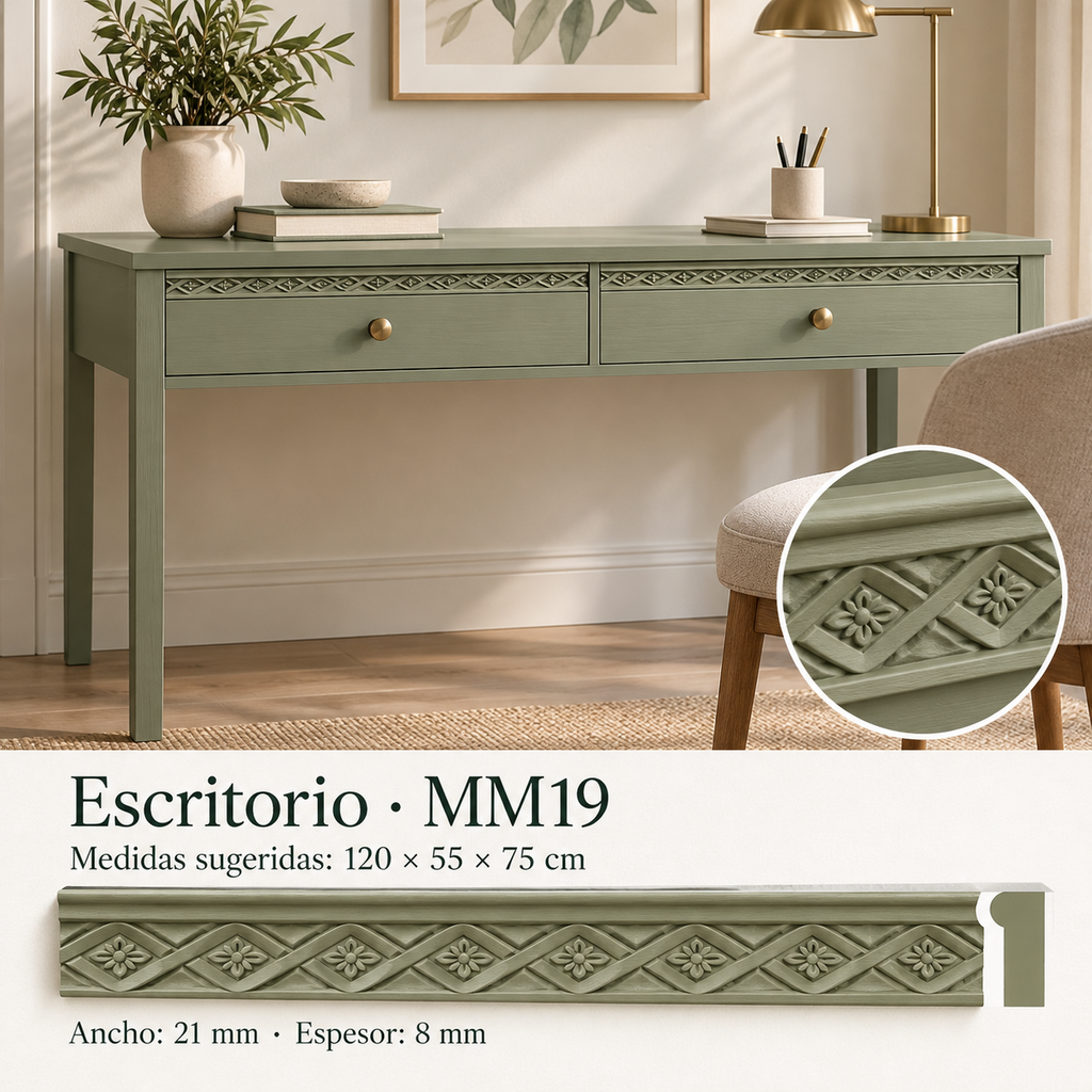Moldura de madera grabada para mueble MM-19 – Kit de 4 piezas